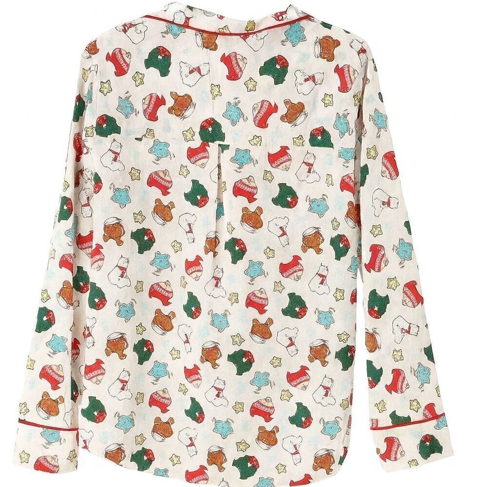 Wondershop Festive Holiday Pajama Top – Cozy Red, Green & White Print, Size M - Picture 2 of 6